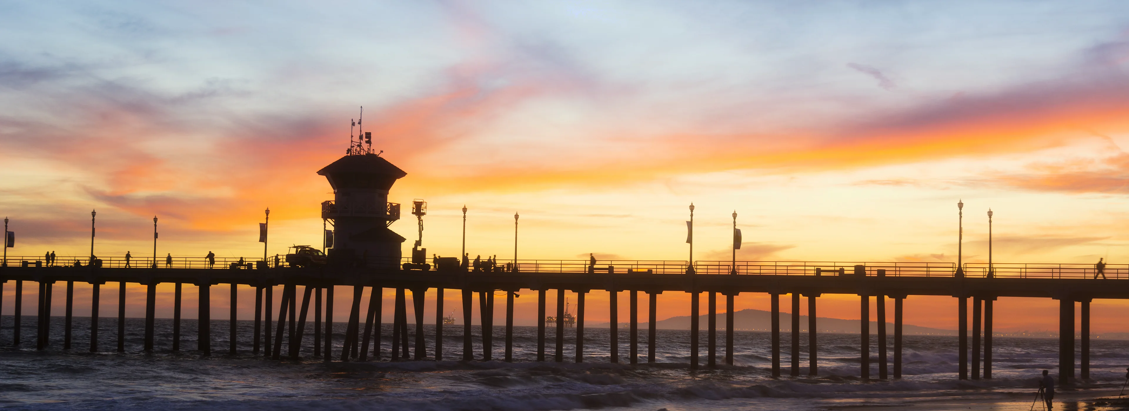 Huntington Beach pier at sunset
